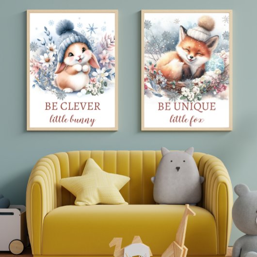Niedlicher Fuchs Baby Boy Kinderzimmer Woodland Wa Poster
