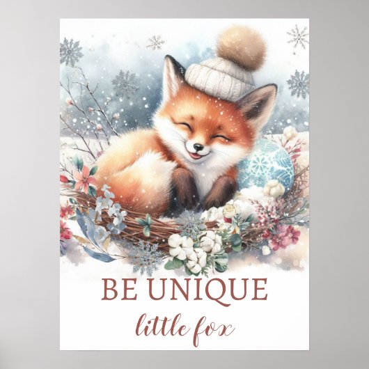 Niedlicher Fuchs Baby Boy Kinderzimmer Woodland Wa Poster (Vorne)