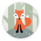 Niedlicher Fuchs, der auf Waldfelsen sitzt Keramikknauf (Vorderseite)