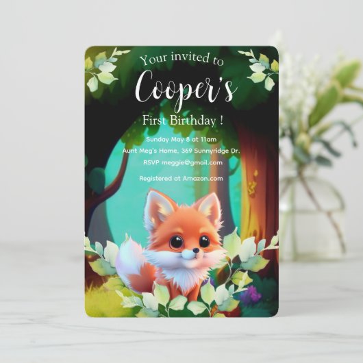 Niedlicher Fuchs, der Waldtiere zeichne, Waldfreun (Stehend Vorderseite)