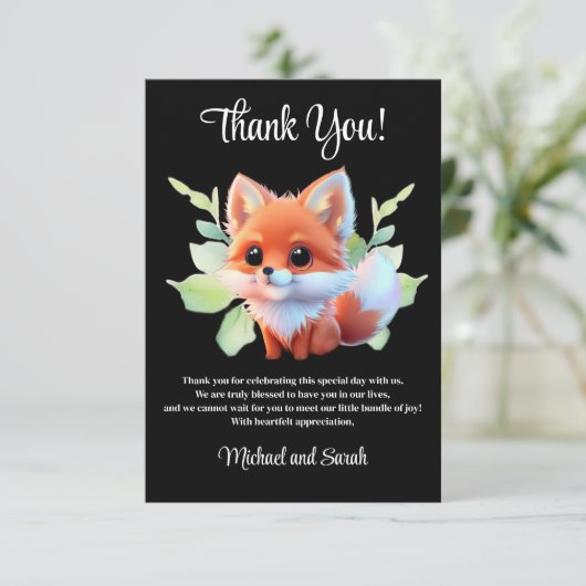 Niedlicher Fuchs, der Waldtiere zeichne, Waldfreun Dankeskarte (Stehend Vorderseite)