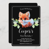 Niedlicher Fuchs, der Waldtiere zeichne, Waldfreun Einladung (Vorne/Hinten)