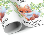 Niedlicher Fuchs, der Waldtiere zeichne, Waldfreun Geschenkpapier (Rolleneckpunkt)