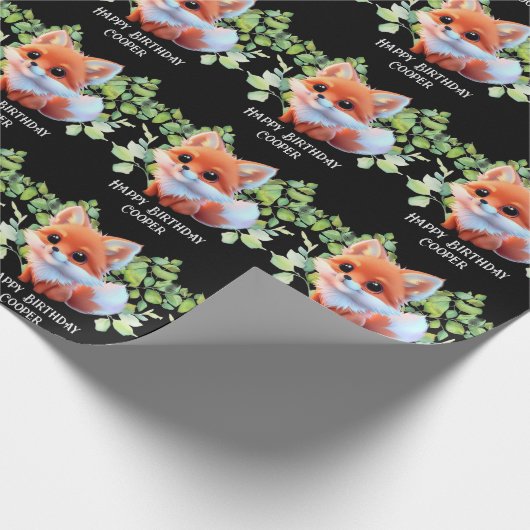 Niedlicher Fuchs, der Waldtiere zeichne, Waldfreun Geschenkpapier (Ecke)