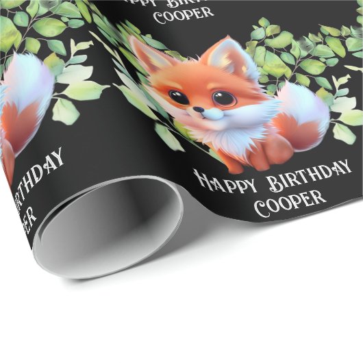 Niedlicher Fuchs, der Waldtiere zeichne, Waldfreun Geschenkpapier (Rolleneckpunkt)