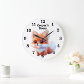 Niedlicher Fuchs, der Waldtiere zeichne, Waldfreun Große Wanduhr (Zuhause)