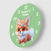 Niedlicher Fuchs, der Waldtiere zeichne, Waldfreun Große Wanduhr (Winkel)