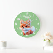 Niedlicher Fuchs, der Waldtiere zeichne, Waldfreun Große Wanduhr (Zuhause)