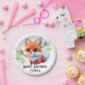 Niedlicher Fuchs, der Waldtiere zeichne, Waldfreun Pappteller (Party)
