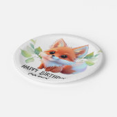 Niedlicher Fuchs, der Waldtiere zeichne, Waldfreun Pappteller (Schrägansicht)