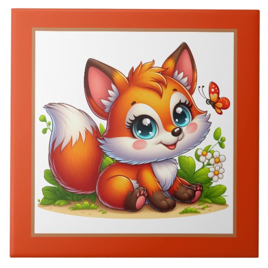 Niedlicher Fuchs Fliese (Vorderseite)