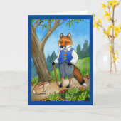 Niedlicher Fuchs, Hase Grußkarte Karte (Gelbe Blume)