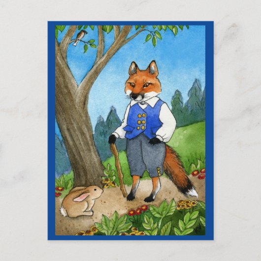 Niedlicher Fuchs, Hasen-Märchen-Postkarte Postkarte (Vorderseite)