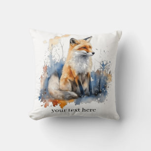 Niedlicher Fuchs in Blau und Orange Kissen