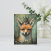 Niedlicher Fuchs in einer Krone Postkarte (Stehend Vorderseite)