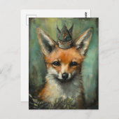 Niedlicher Fuchs in einer Krone Postkarte (Vorne/Hinten)