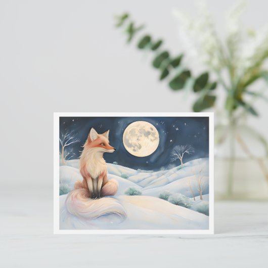 Niedlicher Fuchs in einer Winterlandschaft unter V Postkarte (Stehend Vorderseite)