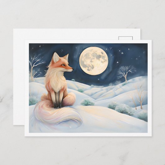 Niedlicher Fuchs in einer Winterlandschaft unter V Postkarte (Vorne/Hinten)