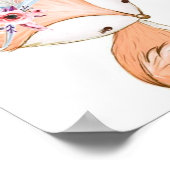 Niedlicher Fuchs mit Blume-Kopfband. Poster (Ecke)