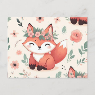 Niedlicher Fuchs mit Blume nahtlos Muster Feiertagspostkarte