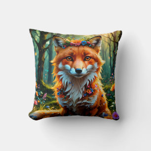 Niedlicher Fuchs mit Blumenkronen Kissen