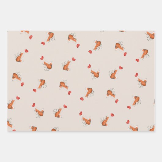 Niedlicher Fuchs mit herzförmiger, brauner Ballon Geschenkpapier Set (Vorderseite 2)