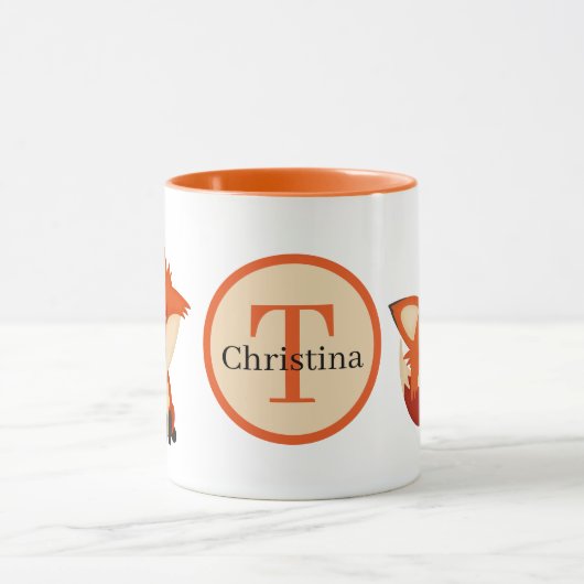 niedlicher Fuchs mit Monogramm Tasse (Zentrum)