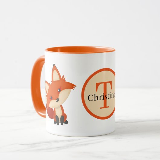niedlicher Fuchs mit Monogramm Tasse (Vorderseite Links)