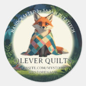 Niedlicher Fuchs mit Quilt-Quilt-Quilternaht Runder Aufkleber (Vorderseite)