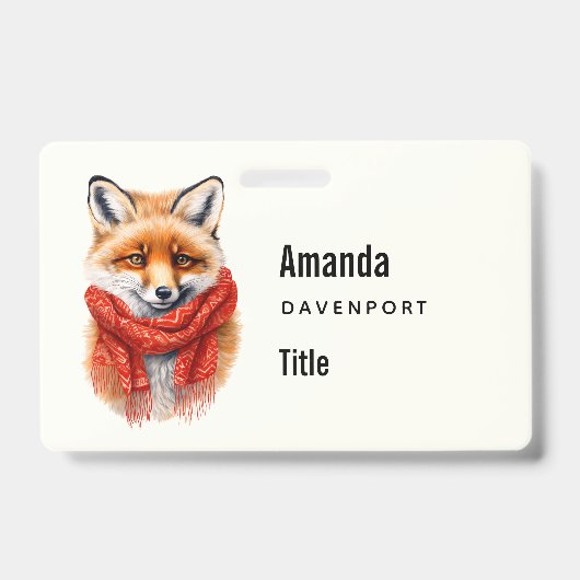 Niedlicher Fuchs mit rotem Schal Herbst Bild Gesch Ausweis (Vorderseite)