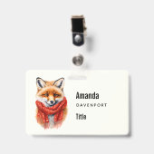 Niedlicher Fuchs mit rotem Schal Herbst Bild Gesch Ausweis (Vorderseite mit Clip)