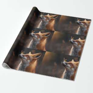 Niedlicher Fuchs mit Schmetterling auf der Nase Geschenkpapier