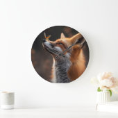 Niedlicher Fuchs mit Schmetterling auf der Nase Große Wanduhr (Zuhause)