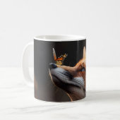 Niedlicher Fuchs mit Schmetterling auf der Nase Kaffeetasse (Vorderseite Links)