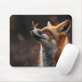 Niedlicher Fuchs mit Schmetterling auf der Nase Mousepad (Mit Mouse)