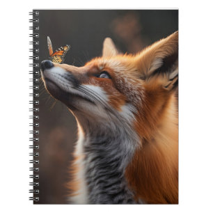 Niedlicher Fuchs mit Schmetterling auf der Nase Notizblock