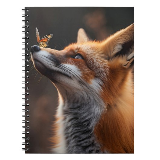 Niedlicher Fuchs mit Schmetterling auf der Nase Notizblock (Vorderseite)