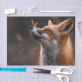 Niedlicher Fuchs mit Schmetterling auf der Nase Seidenpapier (Handwerk)