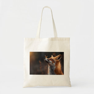 Niedlicher Fuchs mit Schmetterling auf der Nase Tragetasche