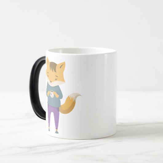 Niedlicher Fuchs mit Tasse Tee (Vorderseite Links)