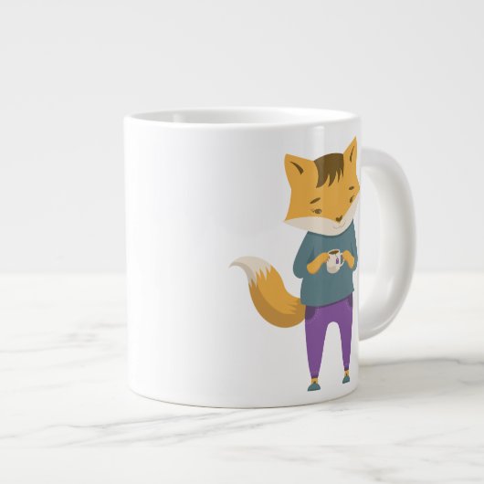 Niedlicher Fuchs mit Tasse Tee (Vorderseite Rechts)