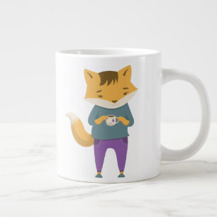 Niedlicher Fuchs mit Tasse Tee