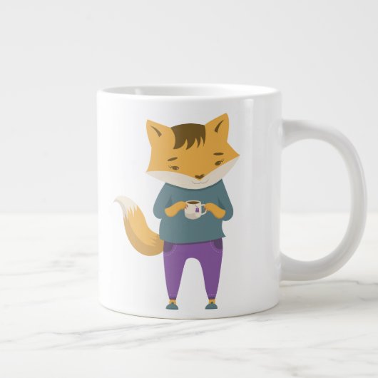 Niedlicher Fuchs mit Tasse Tee (Rechts)