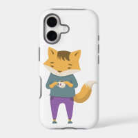 Niedlicher Fuchs mit Tasse Tee