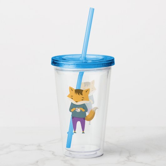 Niedlicher Fuchs mit Tasse Tee (Rückseite)