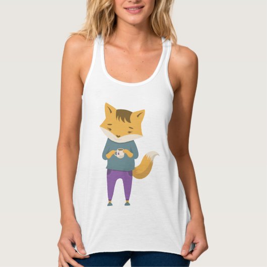 Niedlicher Fuchs mit Tasse Tee (Vorderseite)