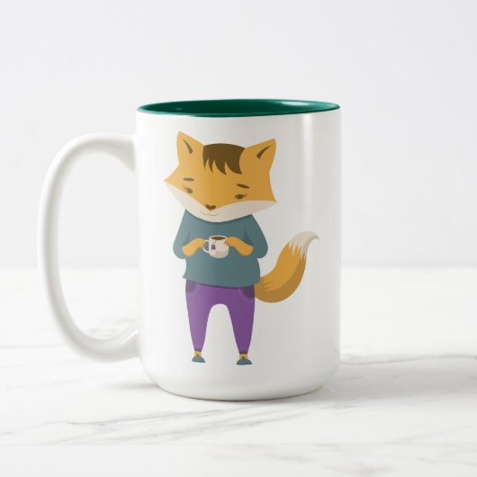 Niedlicher Fuchs mit Tasse Tee (Links)