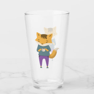 Niedlicher Fuchs mit Tasse Tee