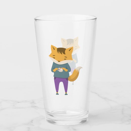 Niedlicher Fuchs mit Tasse Tee (Vorderseite)