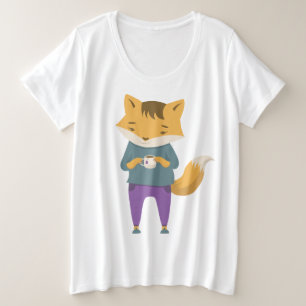 Niedlicher Fuchs mit Tasse Tee
